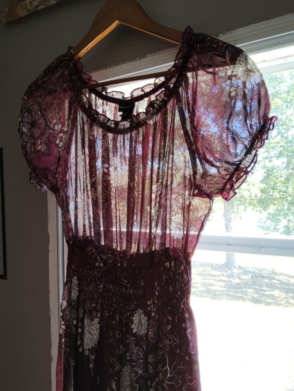 Boho Floral Sheer Puff-Sleeve Women’s Dress
